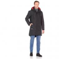 Пальто  зимнее, средней длины, капюшон, размер 48, черный Avi