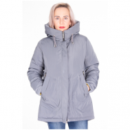 куртка  , демисезон/зима, средней длины, силуэт свободный, ветрозащитная, размер 56, серый MODTEX