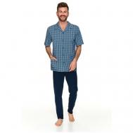 Пижама , брюки, рубашка, размер 3XL, синий TARO