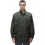 куртка-рубашка  демисезонная, силуэт свободный, подкладка, капюшон, карманы, ветрозащитная, внутренний карман, водонепроницаемая, размер XS, зеленый Alpha Industries