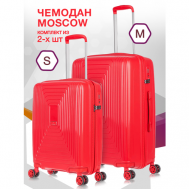 Комплект чемоданов  Moscow, 2 шт., полипропилен, водонепроницаемый, 92 л, размер S/M, красный L'Case