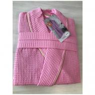 Халат , карманы, пояс, банный, размер L-XL, розовый EFOR