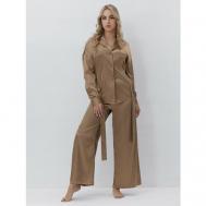 Комплект , рубашка, брюки, длинный рукав, пояс на резинке, пояс, размер M(44-46), коричневый Filo"doro