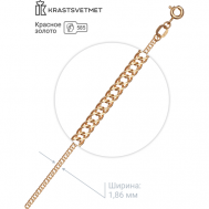 Цепь , красное золото, 585 проба, длина 40 см., средний вес 2.13 гр., золотой, розовый Krastsvetmet