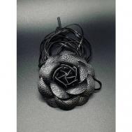 Чокер на шею цветок кожаный на шнурке женский модный аксессуар роза для девушки украшение на выпускной свадьбу в подарок Нет бренда