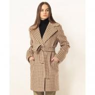 Пальто   демисезонное, размер 48-50/170, коричневый, бежевый Margo