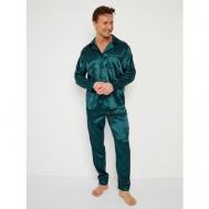 Пижама , карманы, размер 48, зеленый Малиновые сны