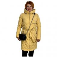 Куртка  демисезонная, удлиненная, силуэт прямой, ветрозащитная, утепленная, стеганая, размер 42, желтый Fine baby