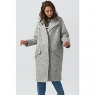 Пальто-кокон   демисезонное, шерсть, оверсайз, удлиненное, размер 48, серый Fly