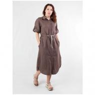 Платье , прямой силуэт, миди, карманы, размер (48)170-96-102, коричневый KiS