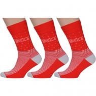 Мужские носки , 3 пары, классические, размер 27(41-43), красный MoscowSocksClub