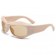Солнцезащитные очки  OCHFU5, узкие, спортивные, с защитой от УФ, бежевый alvi lovely
