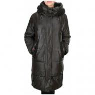Пальто  зимнее, силуэт прямой, удлиненное, размер 54/175, черный Не определен