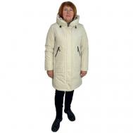 Куртка  зимняя, удлиненная, силуэт прямой, утепленная, стеганая, ветрозащитная, размер 48, бежевый Hannan