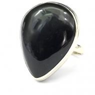 Кольцо , обсидиан, размер 17.5, коричневый, черный Радуга Камня