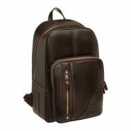 Рюкзак , натуральная кожа, отделение для ноутбука, вмещает А4, коричневый, черный Blackwood