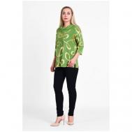 Блуза  , нарядный стиль, полуприлегающий силуэт, укороченный рукав, манжеты, размер 48, зеленый OLSI