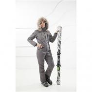Комбинезон  для сноубординга, зимний, силуэт прямой, карманы, капюшон, мембранный, размер 46-170, серый SUNENERGY+