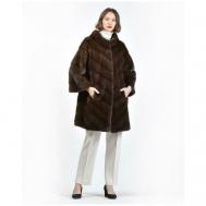 Пальто , норка, силуэт прямой, карманы, размер 48, коричневый Mala Mati