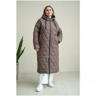 Пальто   демисезонное, силуэт прямой, удлиненное, размер 68, коричневый Modress