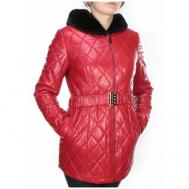 Кожаная куртка  демисезонная, силуэт полуприлегающий, карманы, утепленная, размер 44, красный Не определен