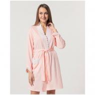 Халат  средней длины, укороченный рукав, пояс, размер L/XL, розовый Eileen West