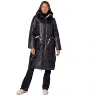 Куртка  , демисезон/зима, удлиненная, силуэт свободный, манжеты, капюшон, утепленная, размер 44, бежевый MTFORCE