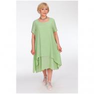 Платье , повседневное, свободный силуэт, макси, подкладка, размер 56, зеленый Victdlear Collection