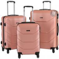 Набор пластиковых чемоданов на 4х колесах / S+M+L / 41+66+99Л / Прочный и легкий чемодан ABS-пластик Bagmaniya