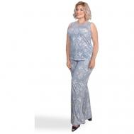 Комплект , брюки, майка, короткий рукав, размер 50, голубой El Fa Mei