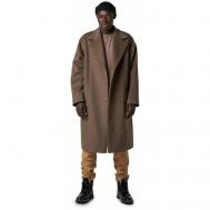Пальто  демисезонное, силуэт прямой, удлиненное, карманы, подкладка, размер XS, коричневый ZNWR