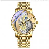 Наручные часы  Эксклюзивные мужские наручные часы-скелетоны, золотой Poedagar