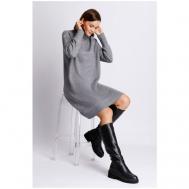 Платье-свитер , повседневное, свободный силуэт, до колена, вязаное, размер M, серый Baon
