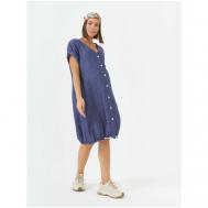 Платье , лен, повседневное, свободный силуэт, размер 46, синий Mom`s Caprice