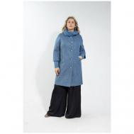 Пальто   демисезонное, шерсть, силуэт прямой, средней длины, размер 52, синий ДЮТО