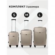 Комплект чемоданов , 3 шт., 91 л, размер M, коричневый Bonle