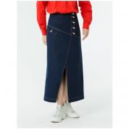Юбка  джинсовая, миди, разрез, размер 46, синий Larro