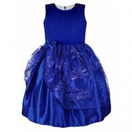 Платье , нарядное, однотонное, размер 34/134, синий Радуга Дети