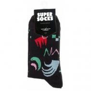 Носки , размер 40-45, зеленый, черный, розовый, красный Super Socks