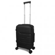 Умный чемодан , полипропилен, ребра жесткости, водонепроницаемый, увеличение объема, 25 л, размер S, черный Impreza