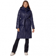куртка  , демисезон/зима, удлиненная, силуэт свободный, ветрозащитная, карманы, несъемный капюшон, манжеты, капюшон, размер 42, синий MTFORCE