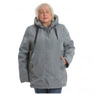 куртка  , демисезон/зима, средней длины, силуэт свободный, ветрозащитная, размер 70, серый MODTEX