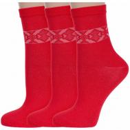 Носки , 3 пары, размер 23-25 (36-39), красный RuSocks