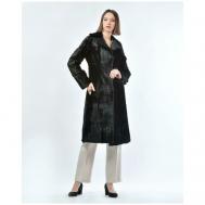 Пальто , кролик, силуэт прилегающий, карманы, размер 40, черный Rindi