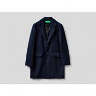 Пальто  демисезонное, шерсть, размер 58, синий United Colors of Benetton