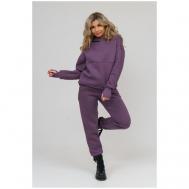 Костюм , толстовка и брюки, повседневный стиль, свободный силуэт, капюшон, размер 52, фиолетовый НАТАЛИ