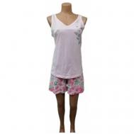 Пижама , шорты, майка, без рукава, трикотажная, пояс на резинке, размер 48, розовый СВIТАНАК