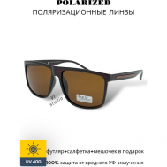 Солнцезащитные очки , квадратные, оправа: пластик, поляризационные, с защитой от УФ, для мужчин, коричневый MARX