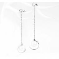 Серьги пусеты , серебро, 925 проба, родирование, жемчуг культивированный, размер/диаметр 75 мм., белый Sirius-Jewelry