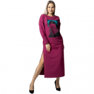 Платье , повседневное, прямой силуэт, макси, размер 48, бордовый Elena Tex